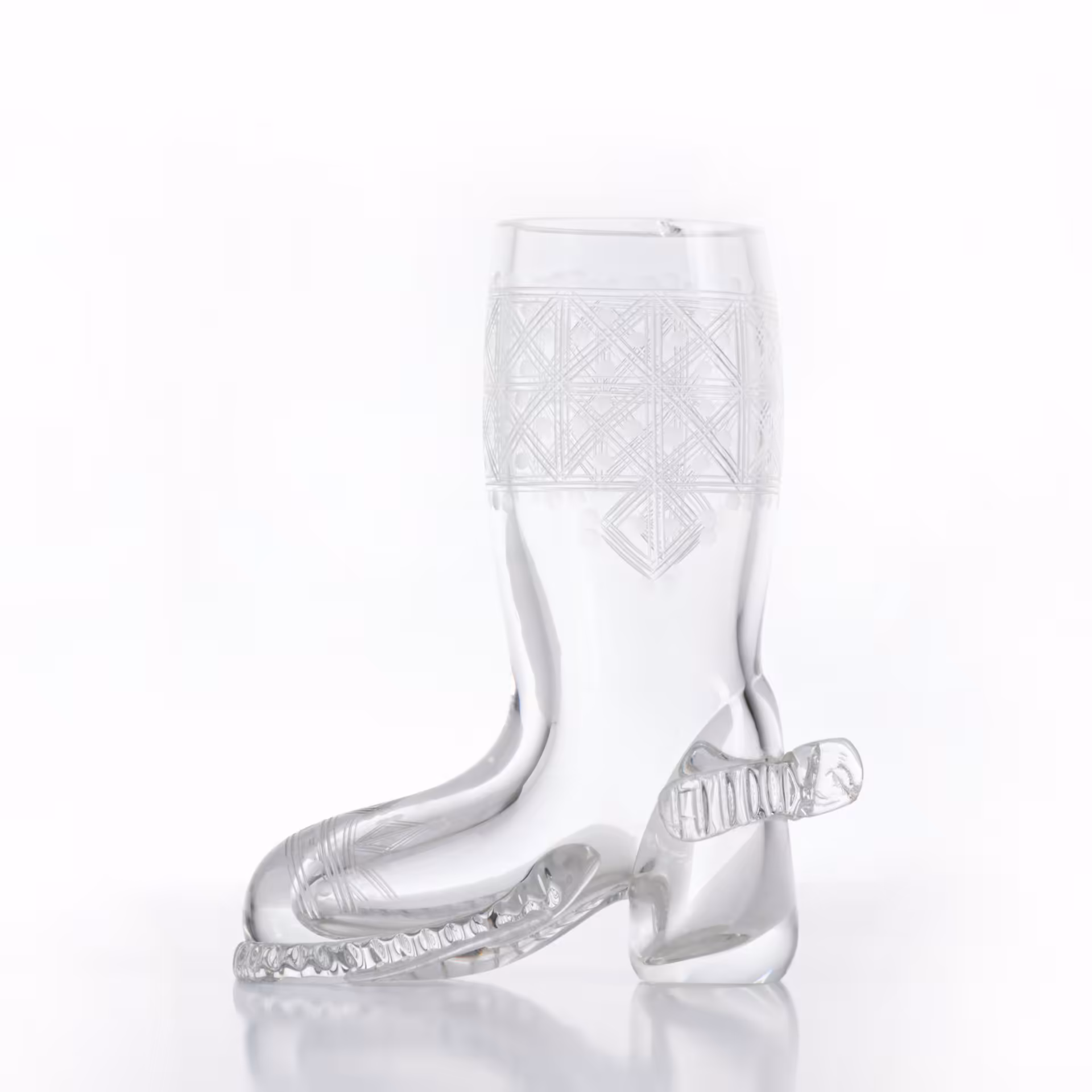 Ваза "Сапог" с декором, хрусталь, резьба, СССР, 1970-1990 гг.
