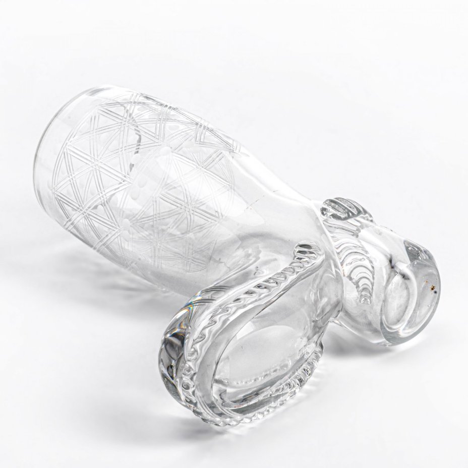 Ваза "Сапог" с декором, хрусталь, резьба, СССР, 1970-1990 гг.