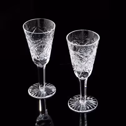 Набор из 2 рюмок с рельефным декором, стекло, СССР, 1970-1990 гг.