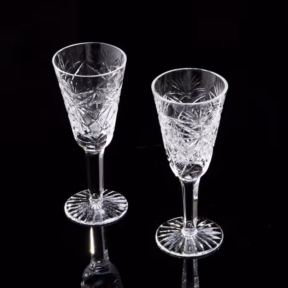 Набор из 2 рюмок с рельефным декором, стекло, СССР, 1970-1990 гг.