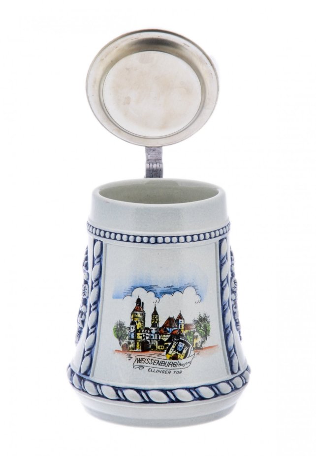 Кружка пивная "Weissenburg", керамика, олово, роспись, барельеф, Original King,  Германия, 1990-2010-е гг., Original King