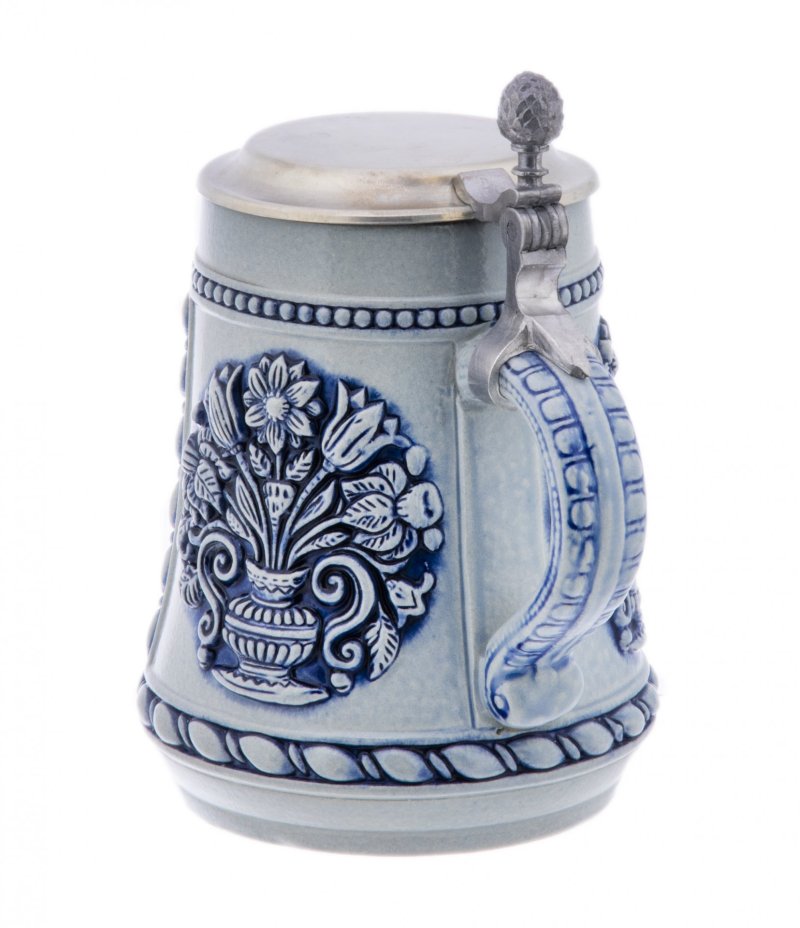 Кружка пивная "Weissenburg", керамика, олово, роспись, барельеф, Original King,  Германия, 1990-2010-е гг., Original King