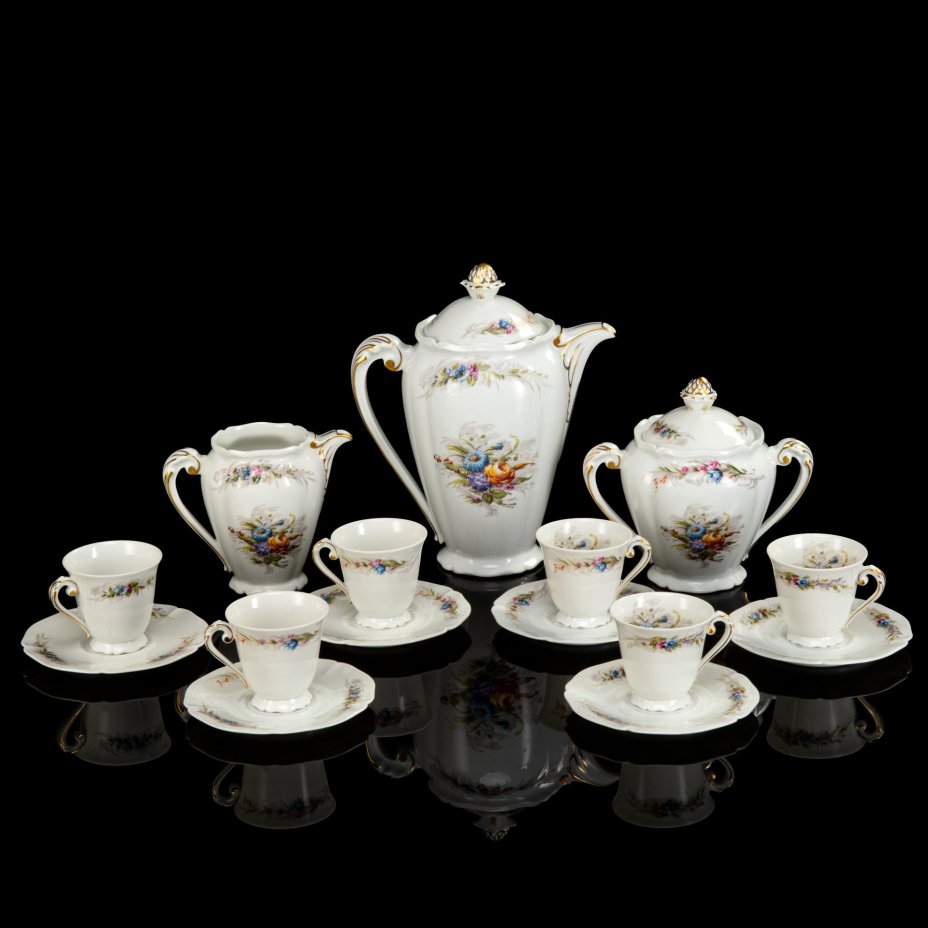 Кофейный сервиз на 6 персон (15 предметов), Anciene Manufacture Royale Limoges