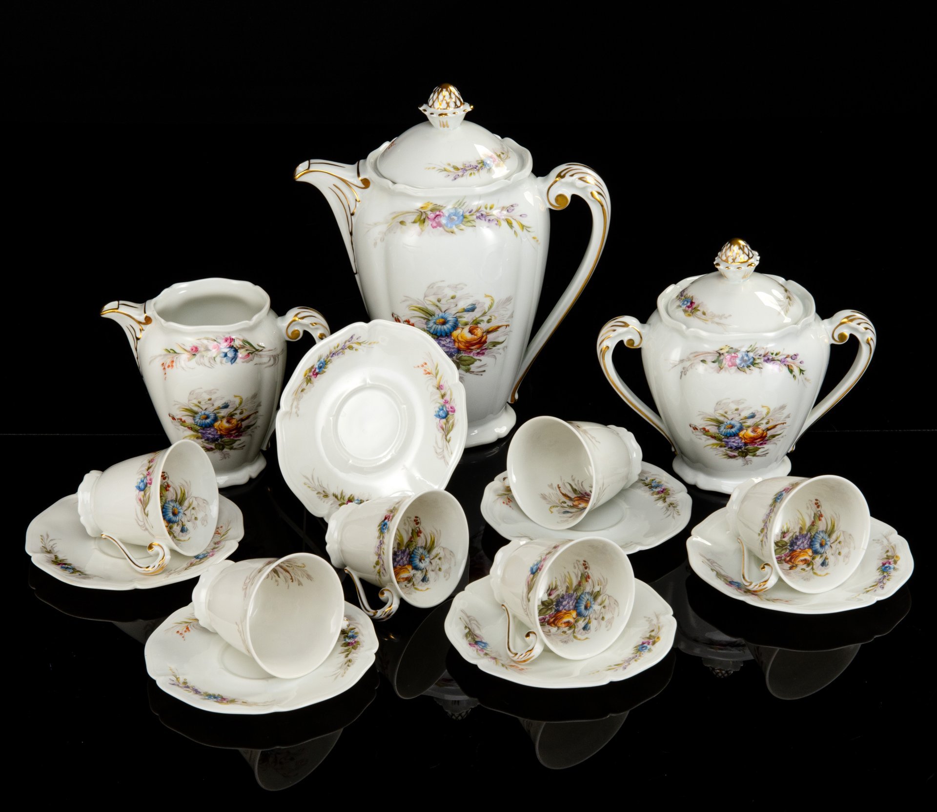 Кофейный сервиз на 6 персон (15 предметов), Anciene Manufacture Royale Limoges