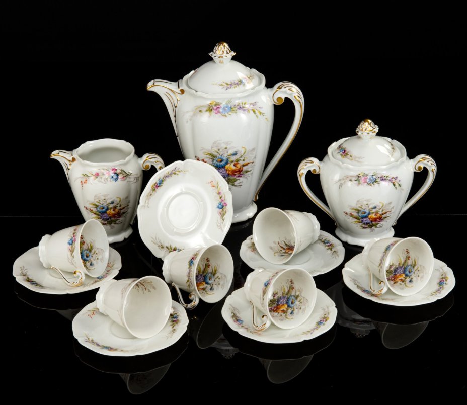 Кофейный сервиз на 6 персон (15 предметов), Anciene Manufacture Royale Limoges