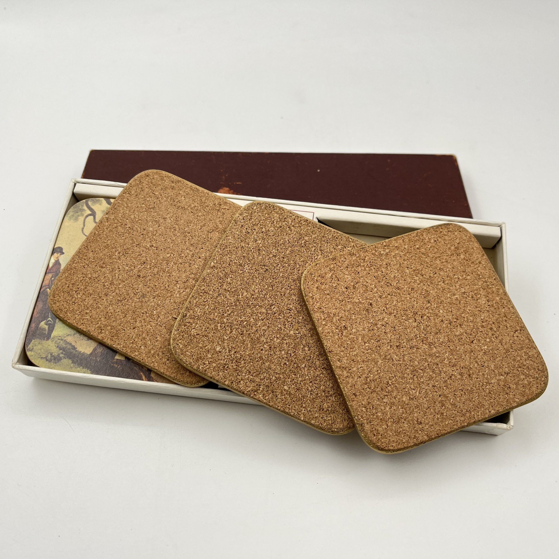 Набор подставок под стаканы/бокалы, украшенных изображениями сцен охоты, "Clover Leaf" (6 шт.), пробковое дерево (пресс), печать