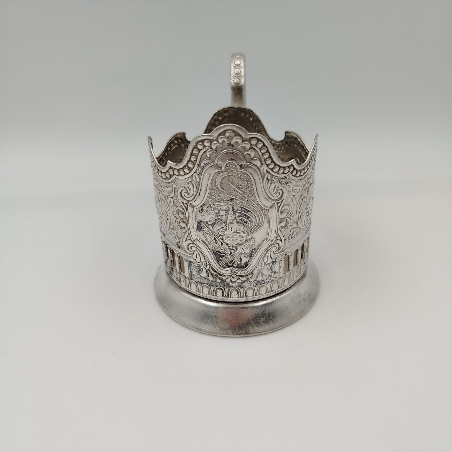 Подстаканник "Советский космос", мНЦ (медь-никель-цинк), Кольчугинский завод цветных металлов, СССР, 1970-1980 гг.