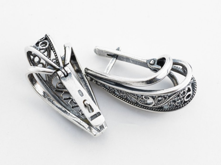 Серьги ажурные, серебро 925 пр., скань, Украина, 2000-2015 гг.