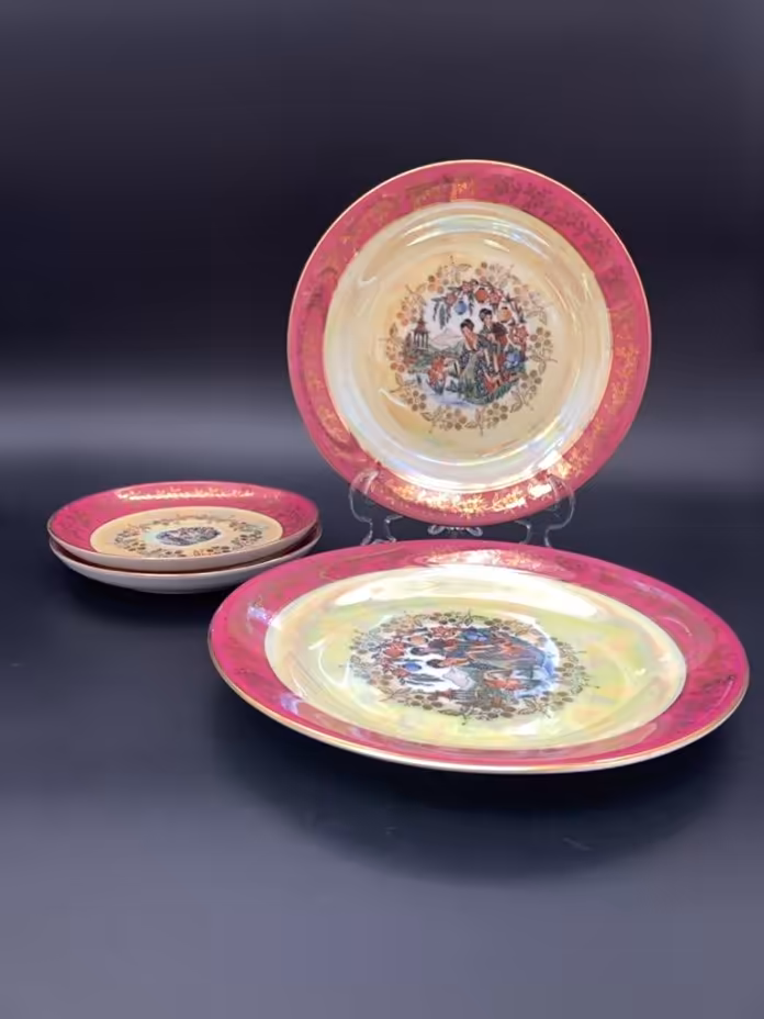 Набор из 2 десертных тарелок и 2 блюдец, Eisenberg Special Porcelain, ГДР