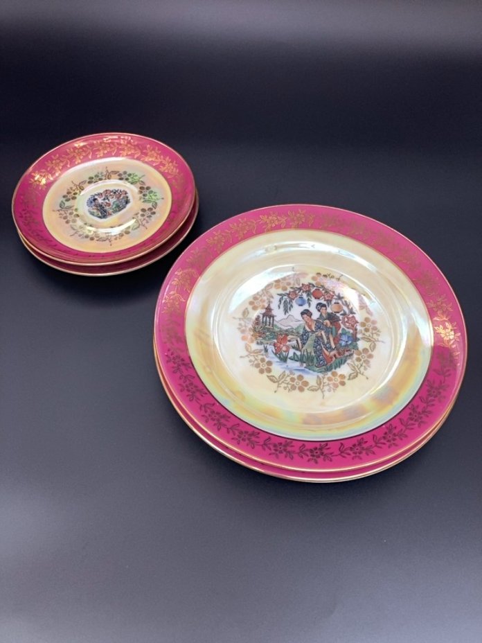Набор из 2 десертных тарелок и 2 блюдец, Eisenberg Special Porcelain, ГДР