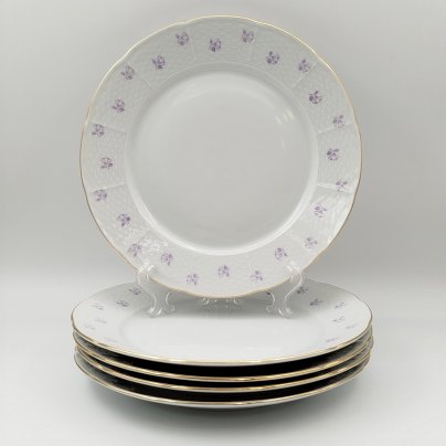 Набор тарелок на 5 персон, украшенных цветочным декором, фарфор, деколь, Thun (Тун), Чехословакия, 1970-1985 гг.