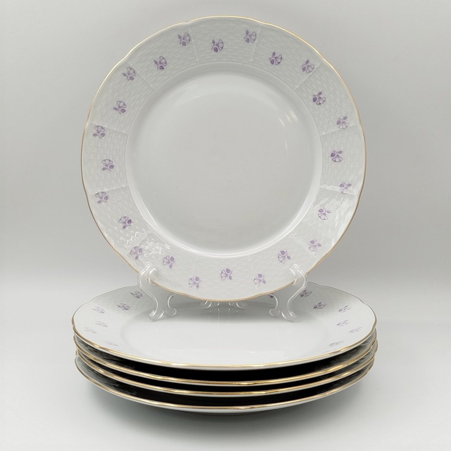 Набор тарелок на 5 персон, украшенных цветочным декором, фарфор, деколь, Thun (Тун), Чехословакия, 1970-1985 гг.