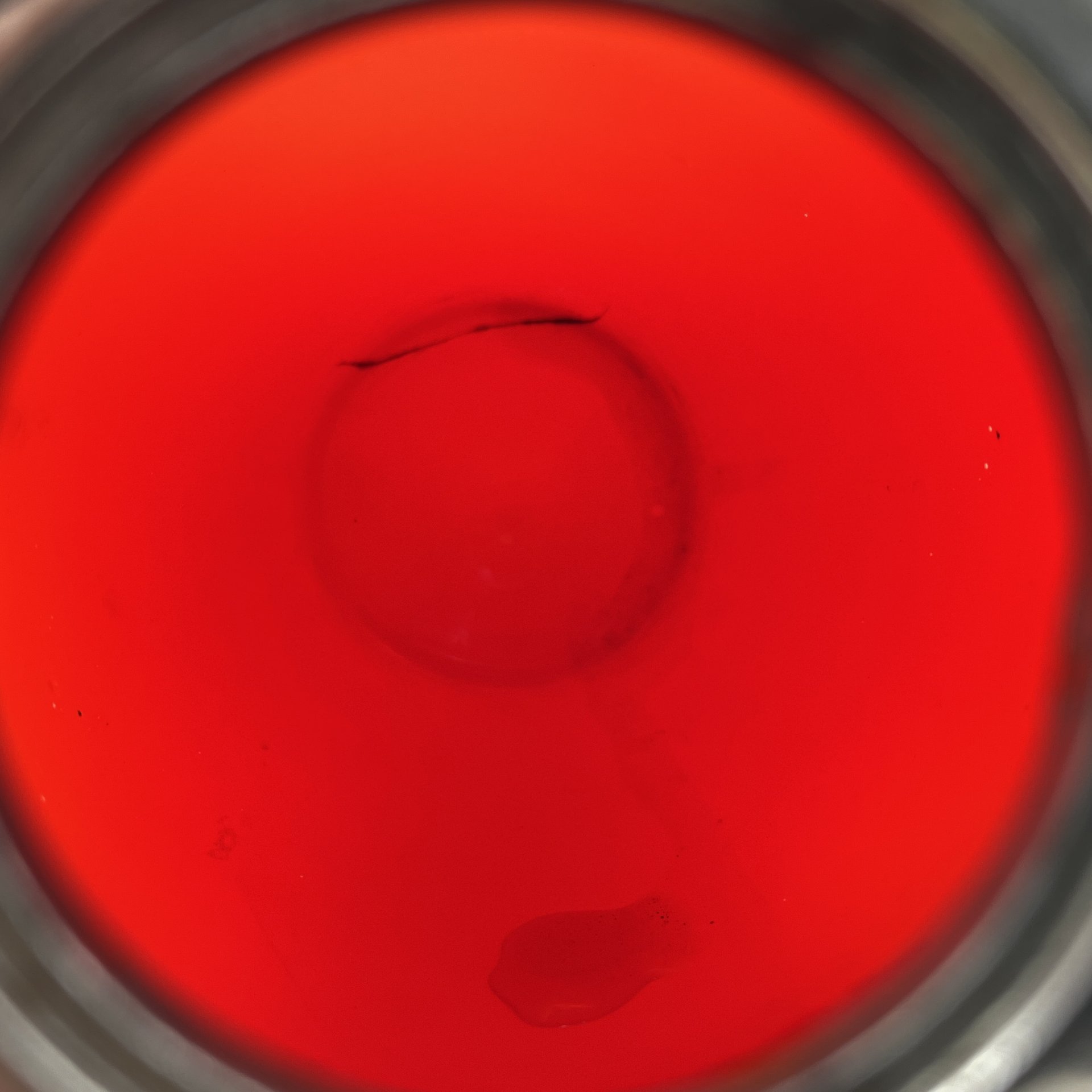 Чайница красного цвета с цветочным декором (винтаж), стекло, роспись, сплав металлов, СССР, 1930-1950 гг.