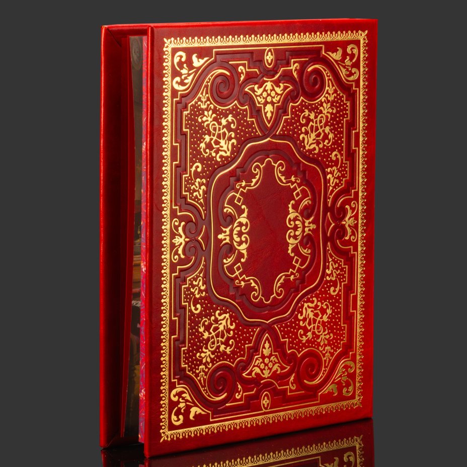 Книга в кожаном переплете "Великие русские врачи", бумага, кожаный переплет, тиснение, золочение, художественная накладка, обрез с принтом