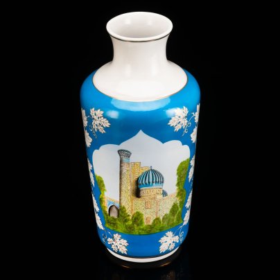 Ваза "Гур-Эмир. Самарканд", фарфор, крытье, роспись, золочение, Самаркандский фарфоровый завод, СССР, 1972-1982 гг.