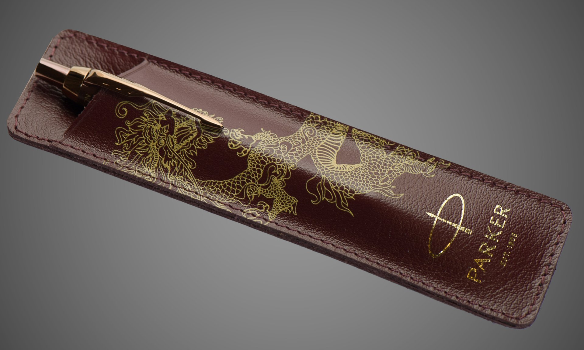 Шариковая ручка с чехлом Parker IM Monochrome Brown Dragon Special Edition, стержень:M, цвет чернил: blue, в подарочной упаковке., Покрытия: PVD-покрытие, лак, латунь