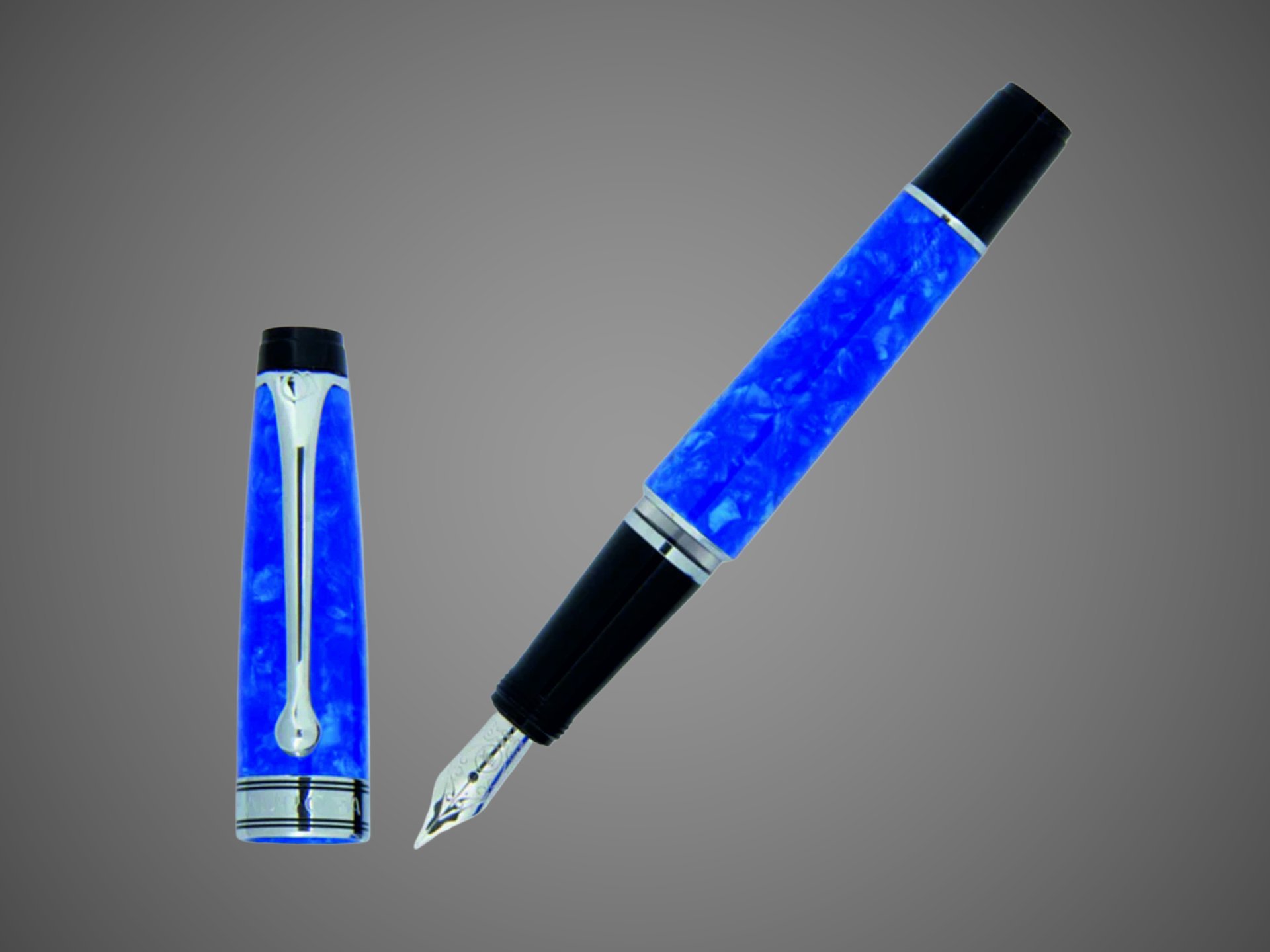 Перьевая ручка Aurora Mini Acqua Blue CT, перо — F, в подарочной коробке, Лаки и смолы: смола, хром