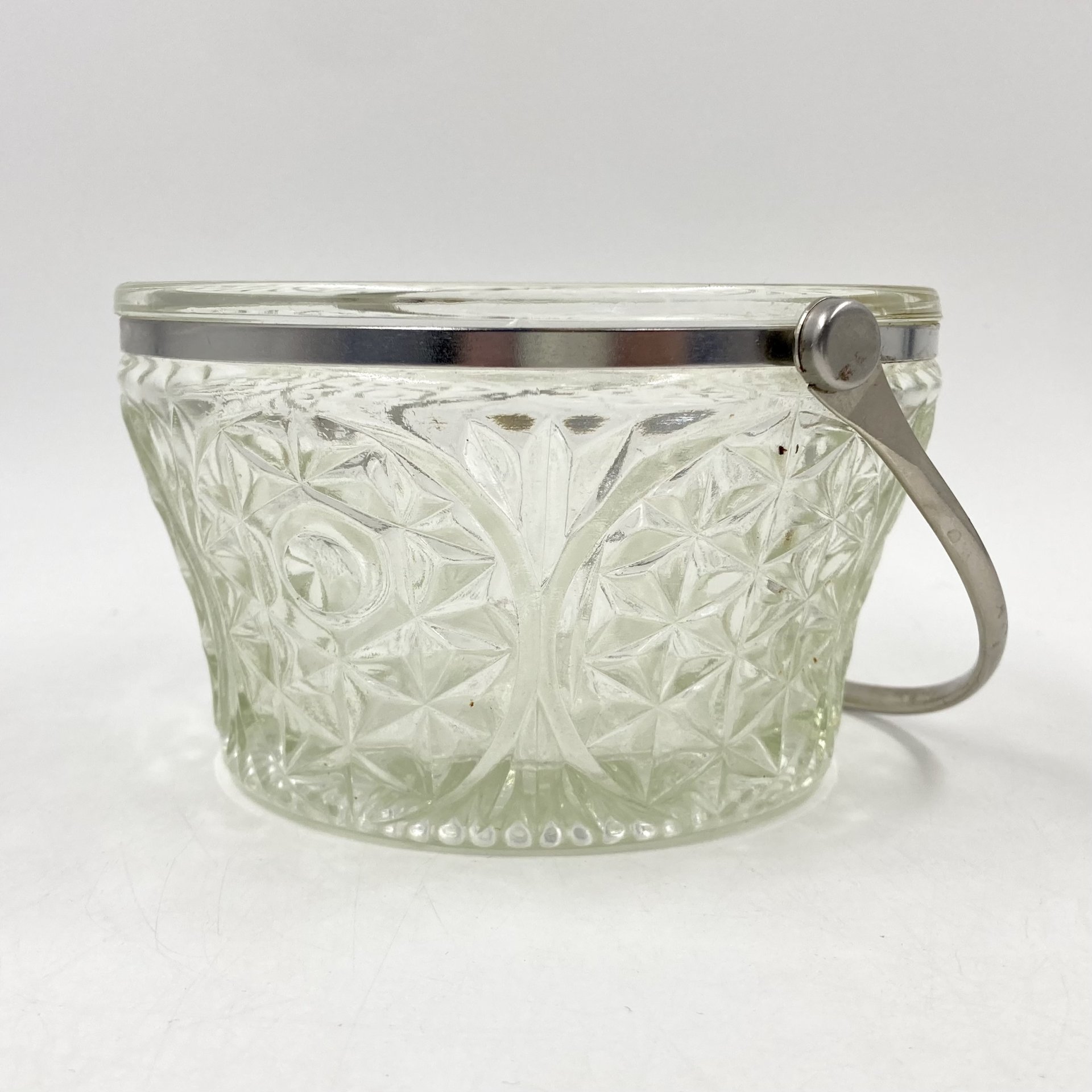Сахарница-ведерко с ручкой, стекло, металл, СССР, 1970-1990 гг.