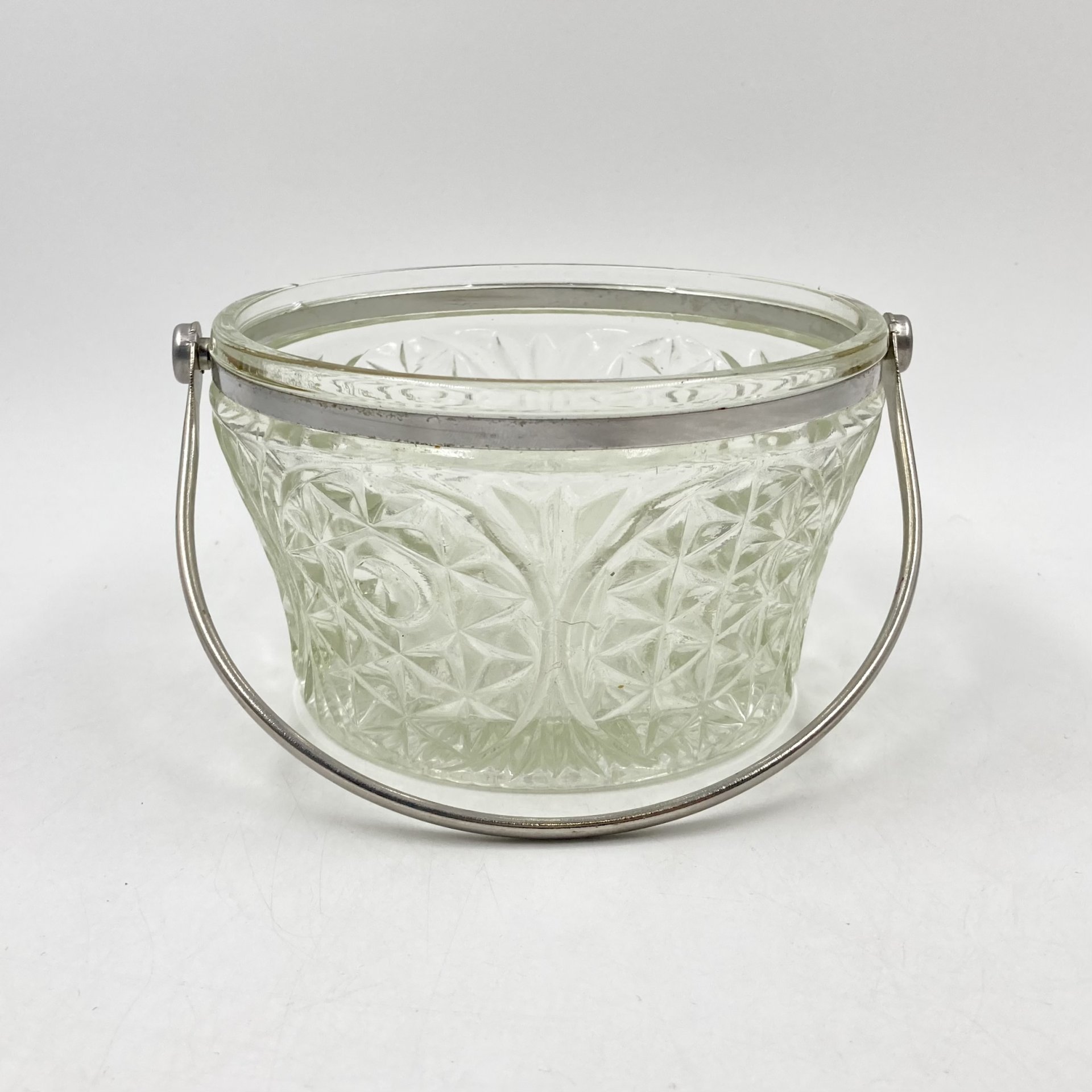 Сахарница-ведерко с ручкой, стекло, металл, СССР, 1970-1990 гг.