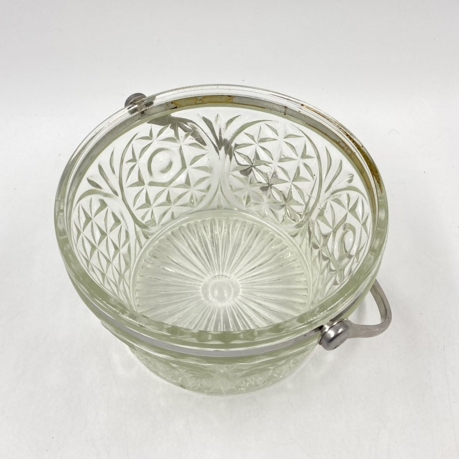 Сахарница-ведерко с ручкой, стекло, металл, СССР, 1970-1990 гг.