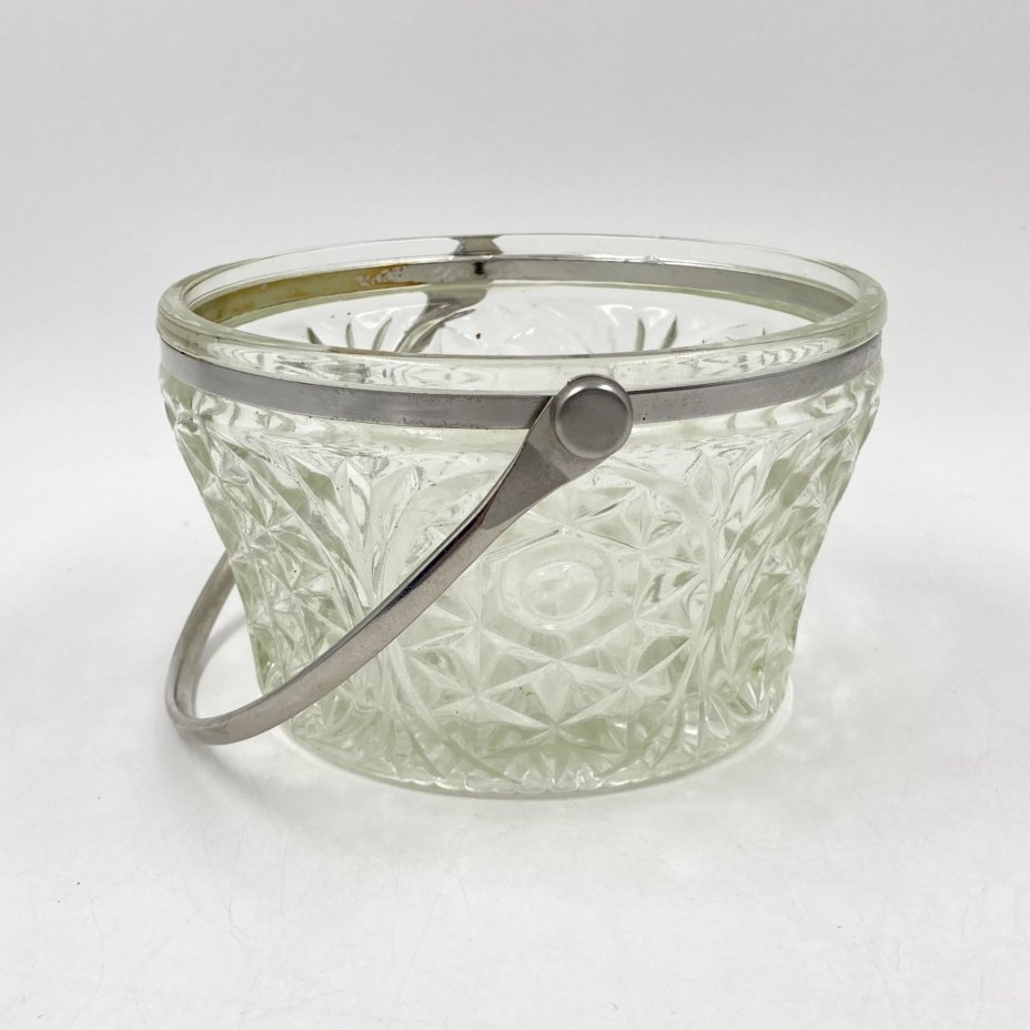 Сахарница-ведерко с ручкой, стекло, металл, СССР, 1970-1990 гг.