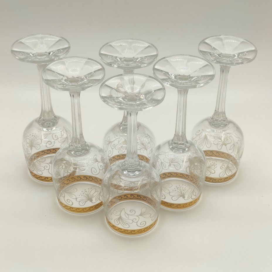 Набор из 6-ти бокалов для крепких напитков, украшенных цветочным орнаментом