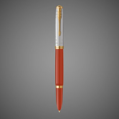 Перьевая ручка Parker 51 Premium Red GT, перо:M/F чернила:Black,Blue, в подарочной упаковке., Металлы: нержавеющая сталь, Позолота 23 Ct, смола