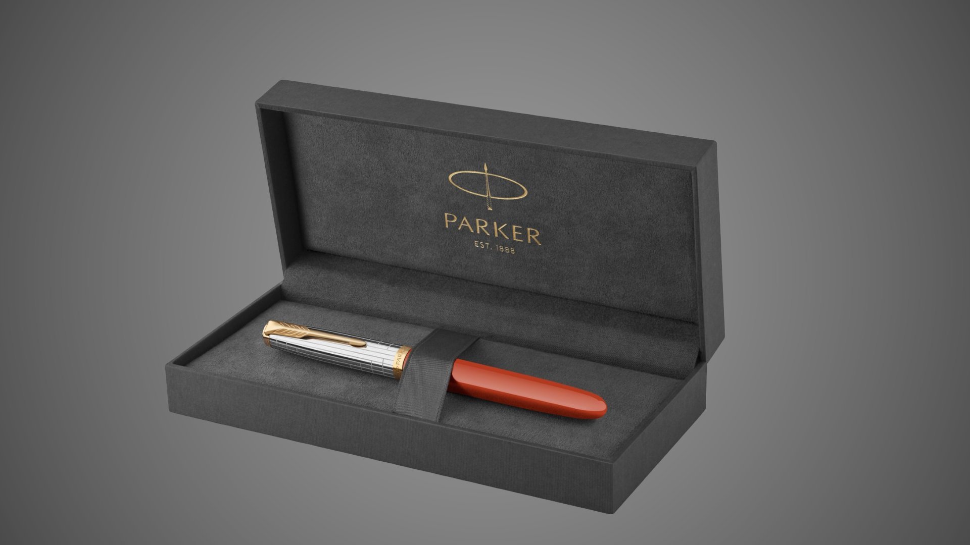 Перьевая ручка Parker 51 Premium Red GT, перо:M/F чернила:Black,Blue, в подарочной упаковке., Металлы: нержавеющая сталь, Позолота 23 Ct, смола