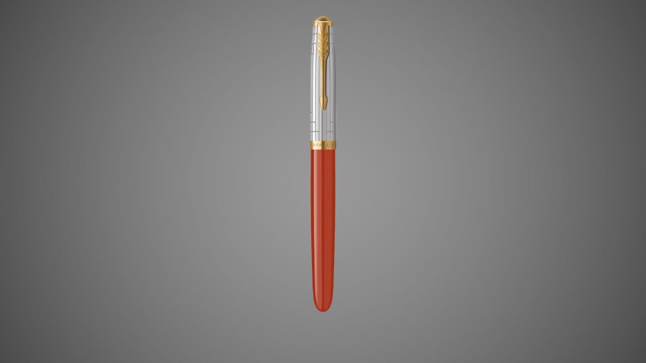 Перьевая ручка Parker 51 Premium Red GT, перо:M/F чернила:Black,Blue, в подарочной упаковке., Металлы: нержавеющая сталь, Позолота 23 Ct, смола
