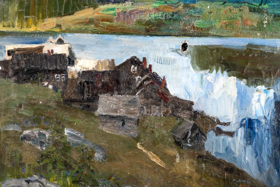 Картина "Деревенский пейзаж", неизвестный художник