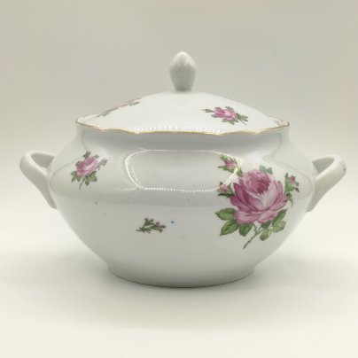 Супница "Мейсенская роза", фарфор, деколь, золочение, Colditz (Кольдиц), ГДР, 1970-1980 гг.