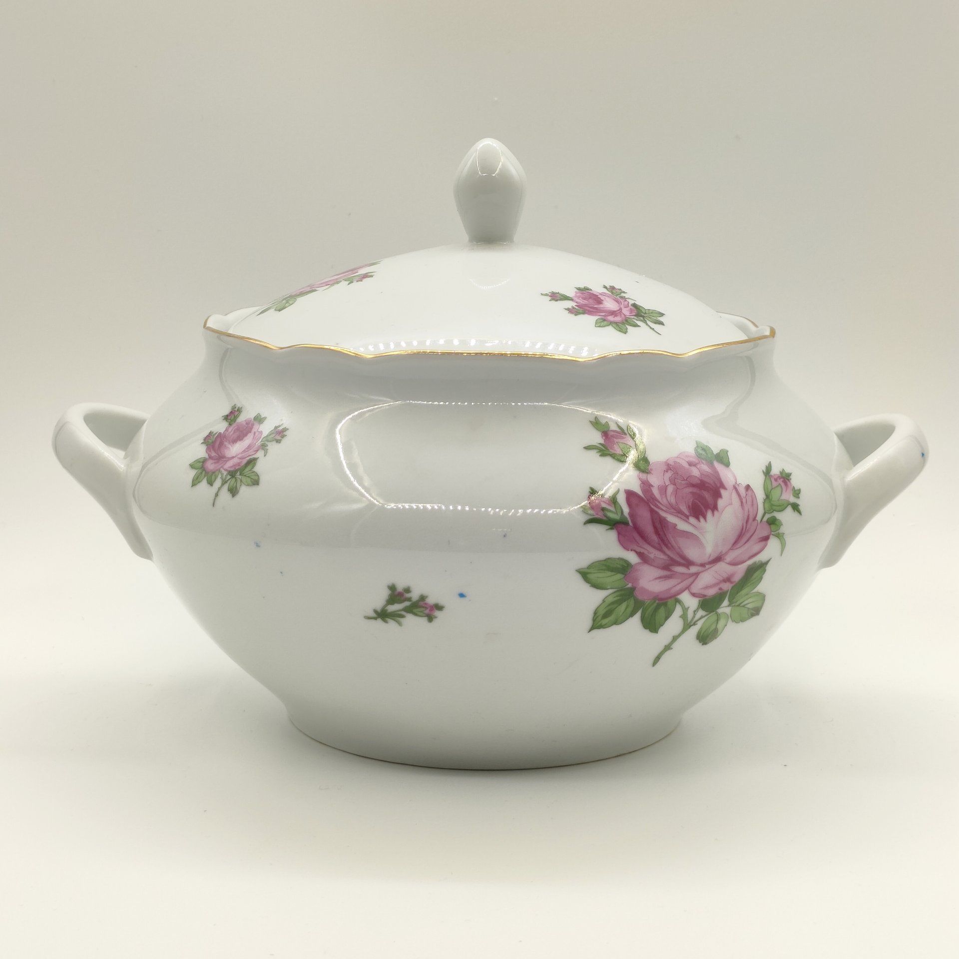 Супница "Мейсенская роза", фарфор, деколь, золочение, Colditz (Кольдиц), ГДР, 1970-1980 гг.