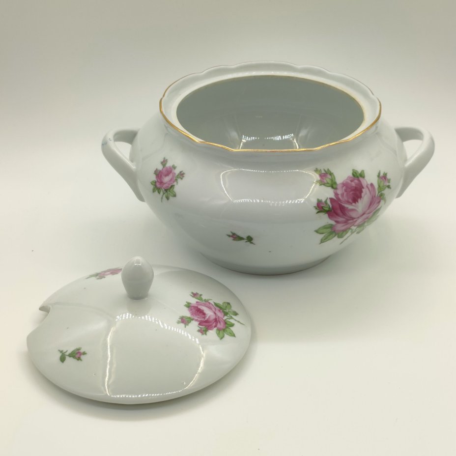 Супница "Мейсенская роза", фарфор, деколь, золочение, Colditz (Кольдиц), ГДР, 1970-1980 гг.