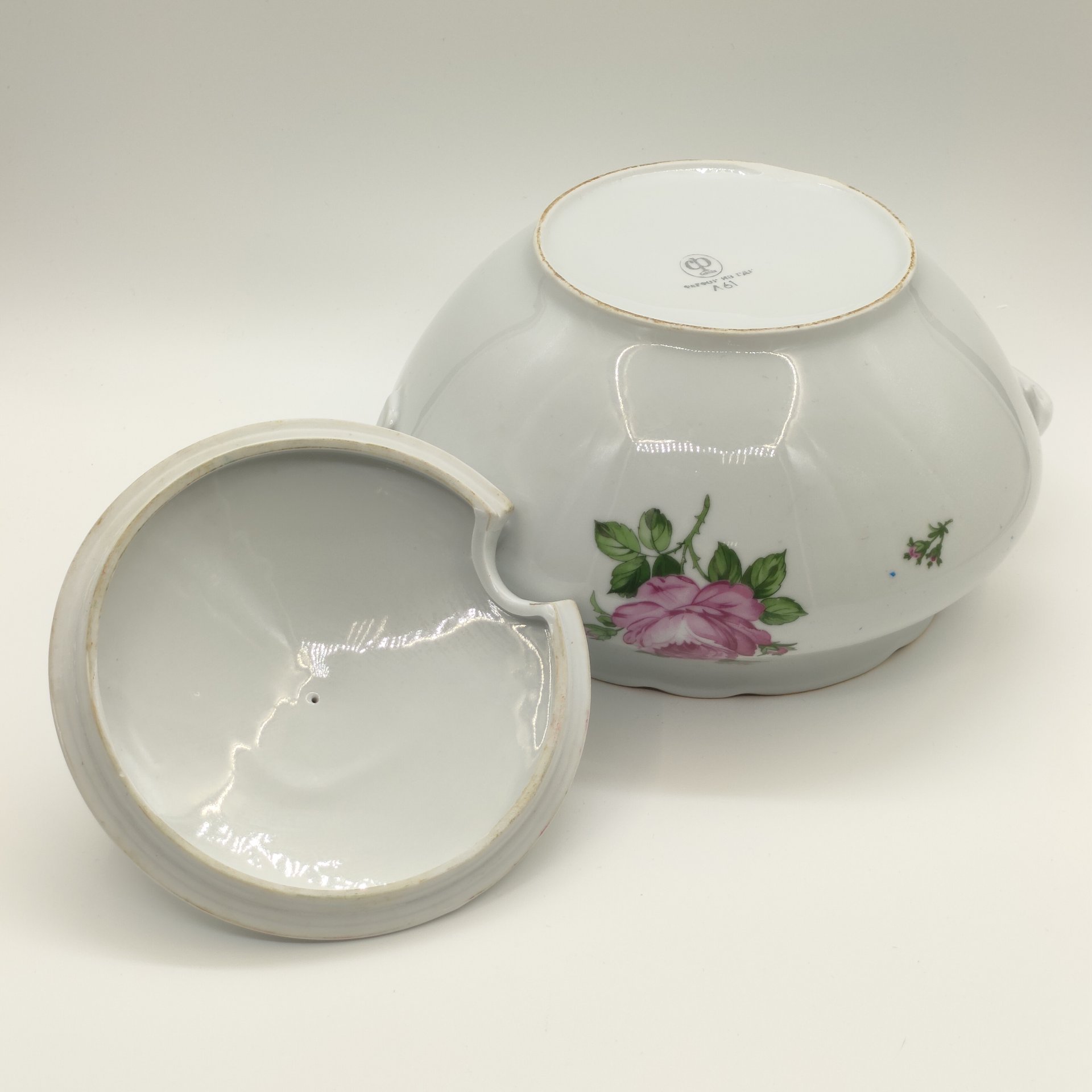 Супница "Мейсенская роза", фарфор, деколь, золочение, Colditz (Кольдиц), ГДР, 1970-1980 гг.