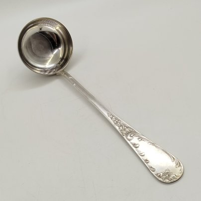 Половник с растительным декором на черенке, мНЦ (медь-никель-цинк), Кольчугинский завод цветных металлов, СССР, 1970-1990 гг.