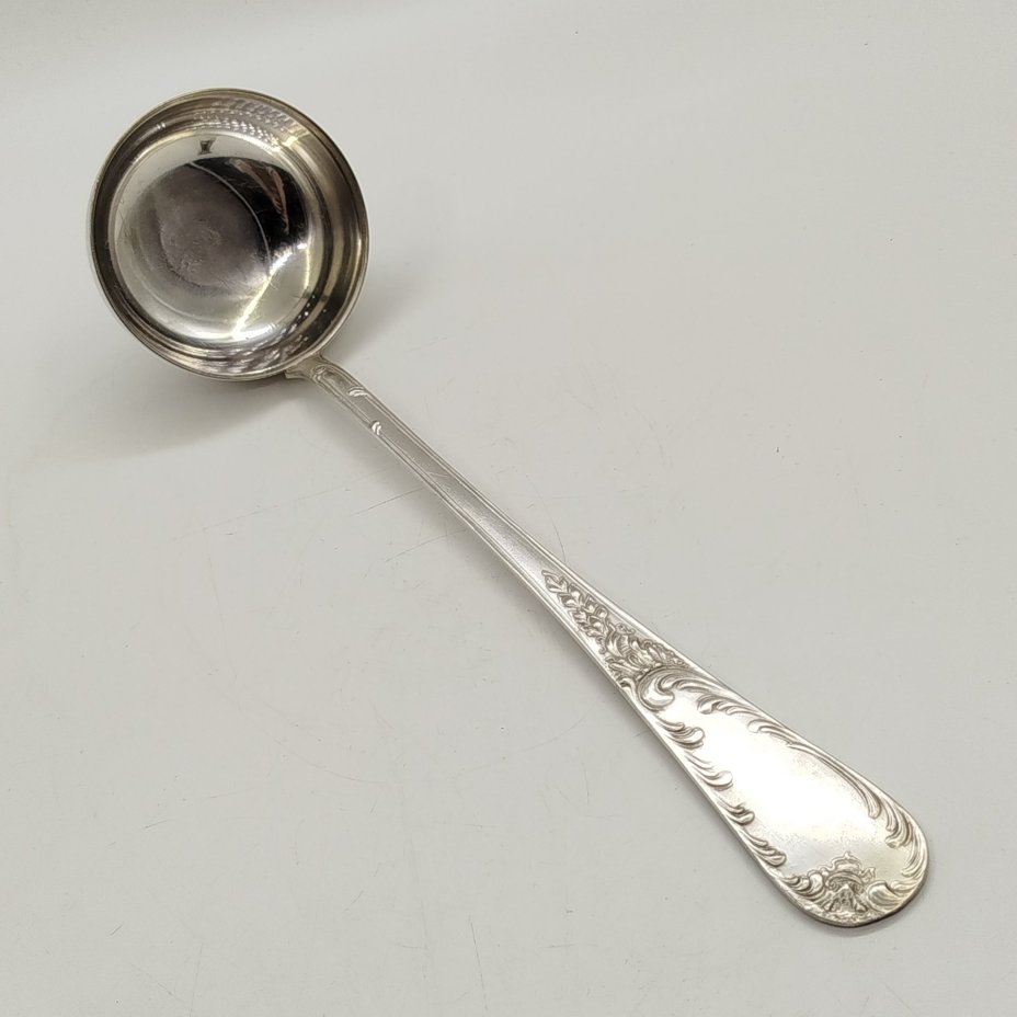 Половник с растительным декором на черенке, мНЦ (медь-никель-цинк), Кольчугинский завод цветных металлов, СССР, 1970-1990 гг.