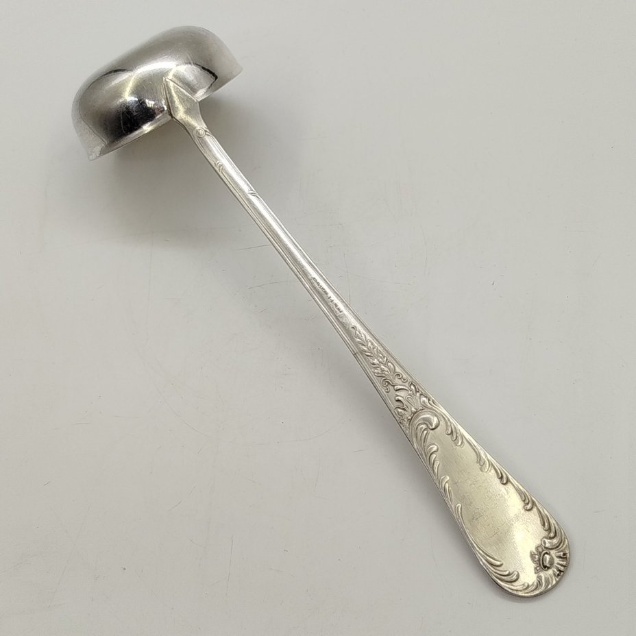 Половник с растительным декором на черенке, мНЦ (медь-никель-цинк), Кольчугинский завод цветных металлов, СССР, 1970-1990 гг.