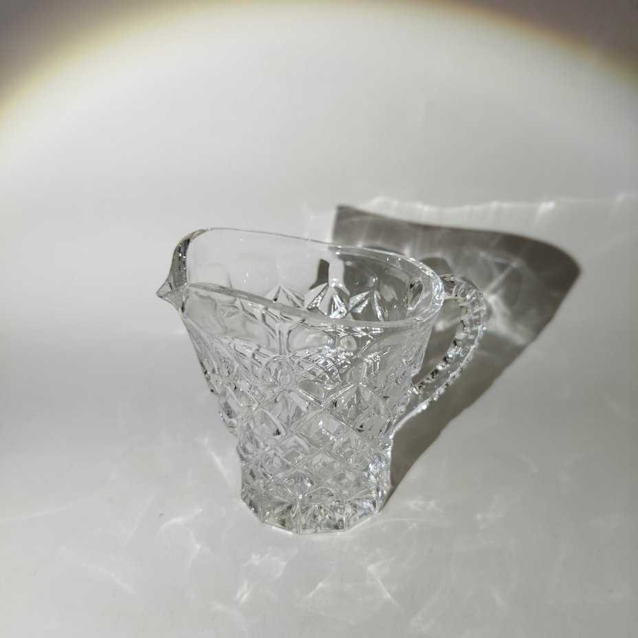 Молочник с геометрическим декором, хрусталь, СССР, 1980-1990 гг.