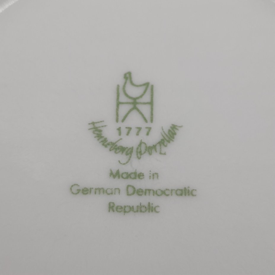 Набор из пяти розеток с цветочно-ажурным орнаментом, фарфор, деколь, золочение, Graf Von Henneberg Porzellan, 1777 Jlmenau, ГДР, 1977-1990 гг.