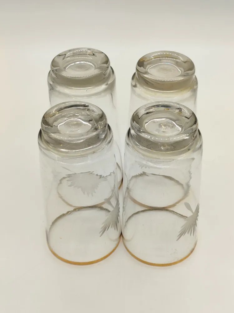 Набор стаканов на 4 персоны с растительным декором, стекло, золочение, СССР, 1970-1990 гг.