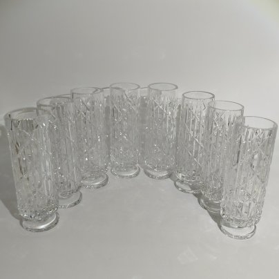 Бокалы из набора "Шахматный" на 8 персон, автор Л.О. Юрген, хрусталь, алмазная грань, Ленинградский завод художественного стекла (ЛЗХС), СССР, 1960-1970 гг.