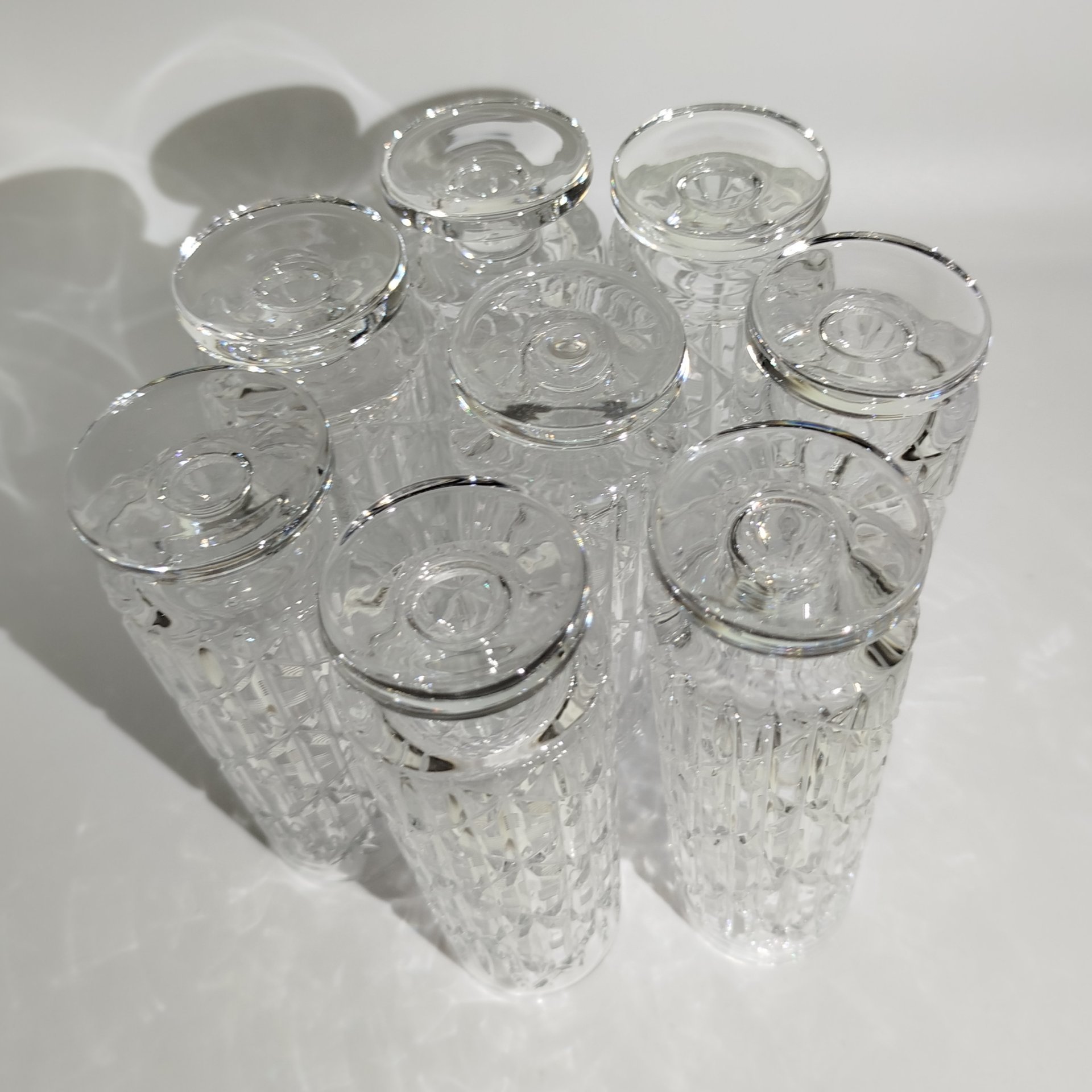 Бокалы из набора "Шахматный" на 8 персон, автор Л.О. Юрген, хрусталь, алмазная грань, Ленинградский завод художественного стекла (ЛЗХС), СССР, 1960-1970 гг.