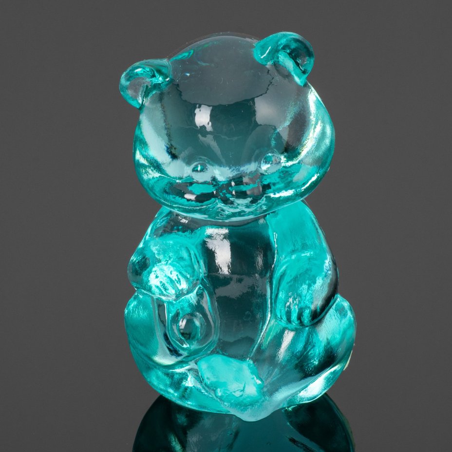 Миниатюрная статуэтка "Медвежонок" бирюзового оттенка, Fenton Art Glass Company