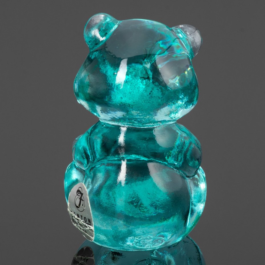 Миниатюрная статуэтка "Медвежонок" бирюзового оттенка, Fenton Art Glass Company
