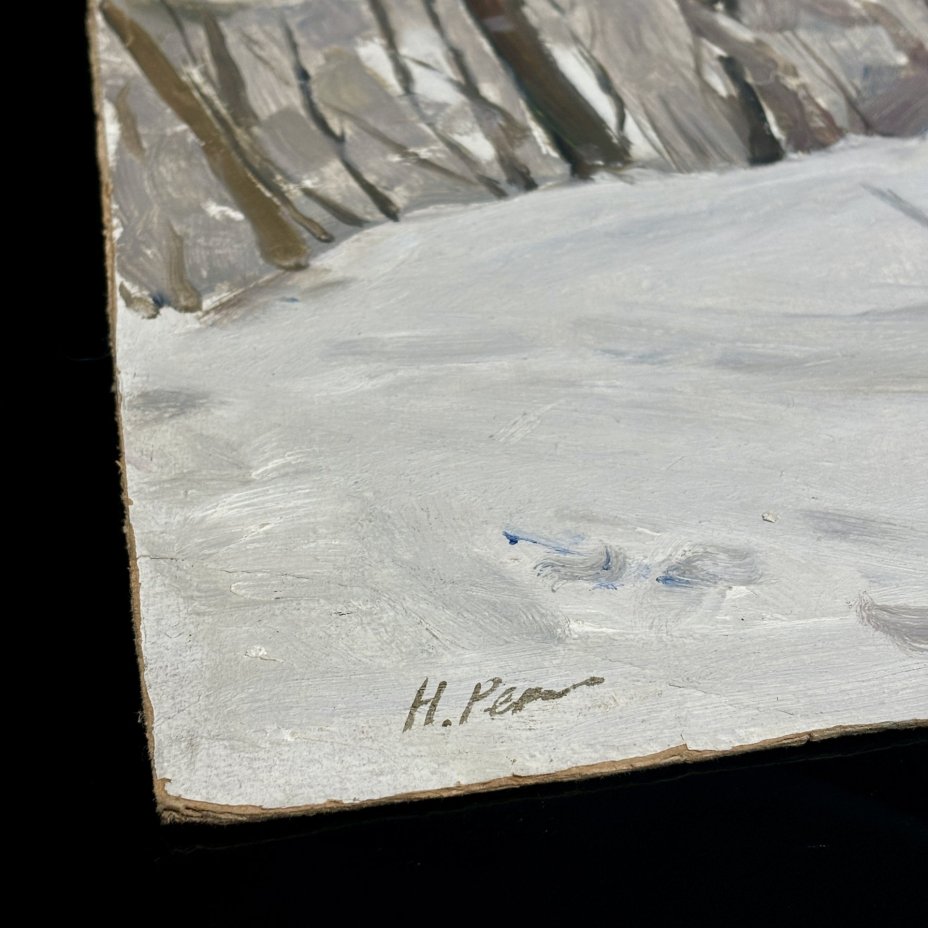Картина "Иней", художник Репин Николай Никитович (1932-2023 гг.), картон, масло