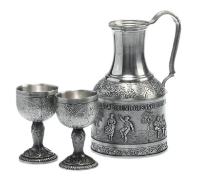 Набор из 3-х предметов (кувшин и два бокала), олово, Германия, 1970-1990 гг.