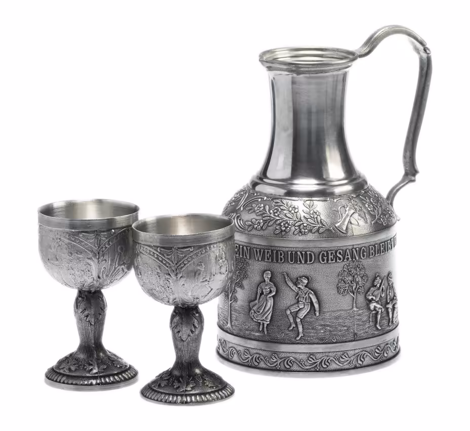 Набор из 3-х предметов (кувшин и два бокала), олово, Германия, 1970-1990 гг.