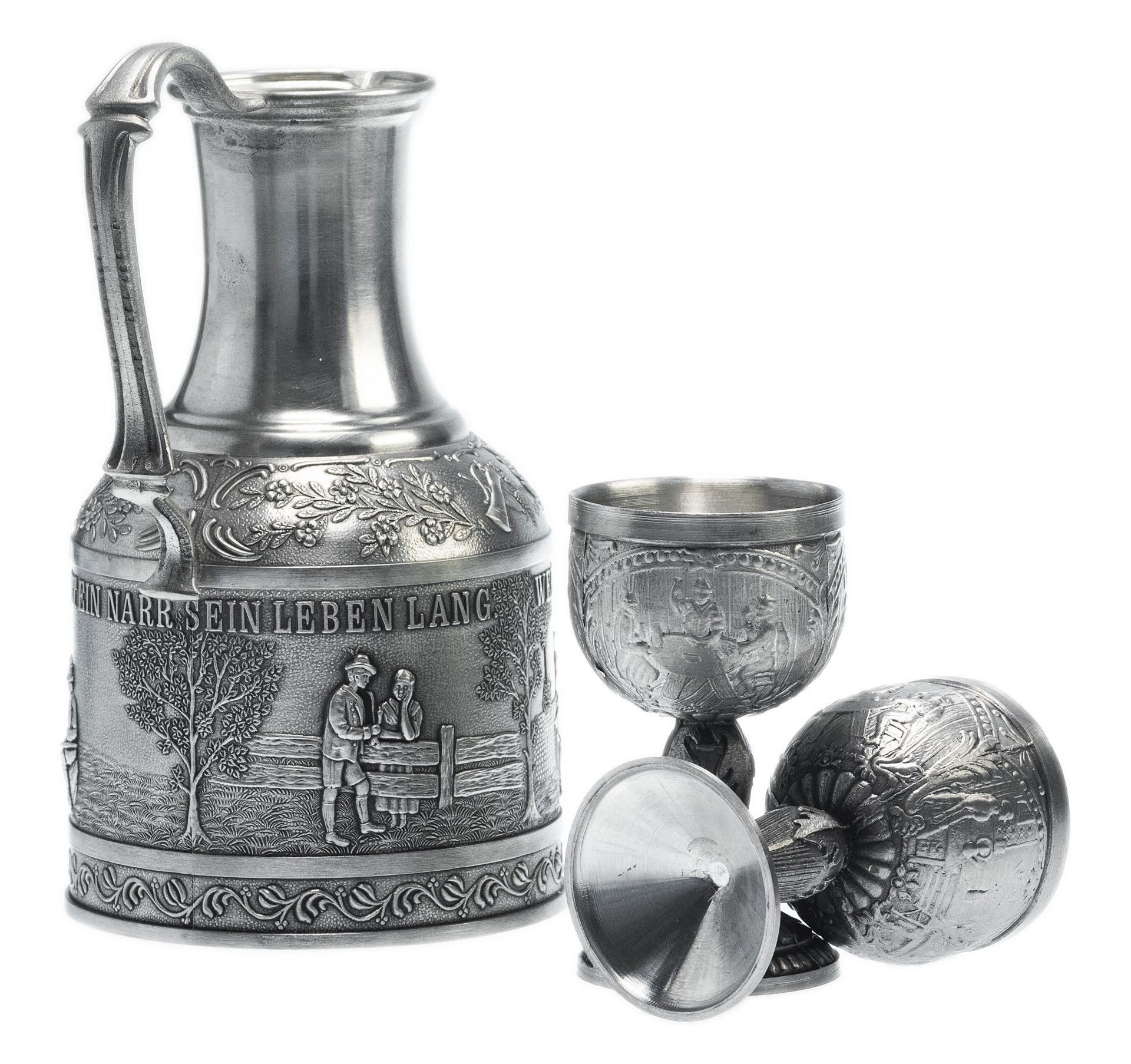 Набор из 3-х предметов (кувшин и два бокала), олово, Германия, 1970-1990 гг.