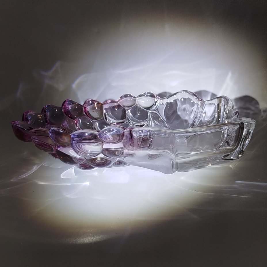 Ваза для конфет в виде винограда, цветное стекло, матирование, Walther Glas, Германия, 1980-2000 гг.