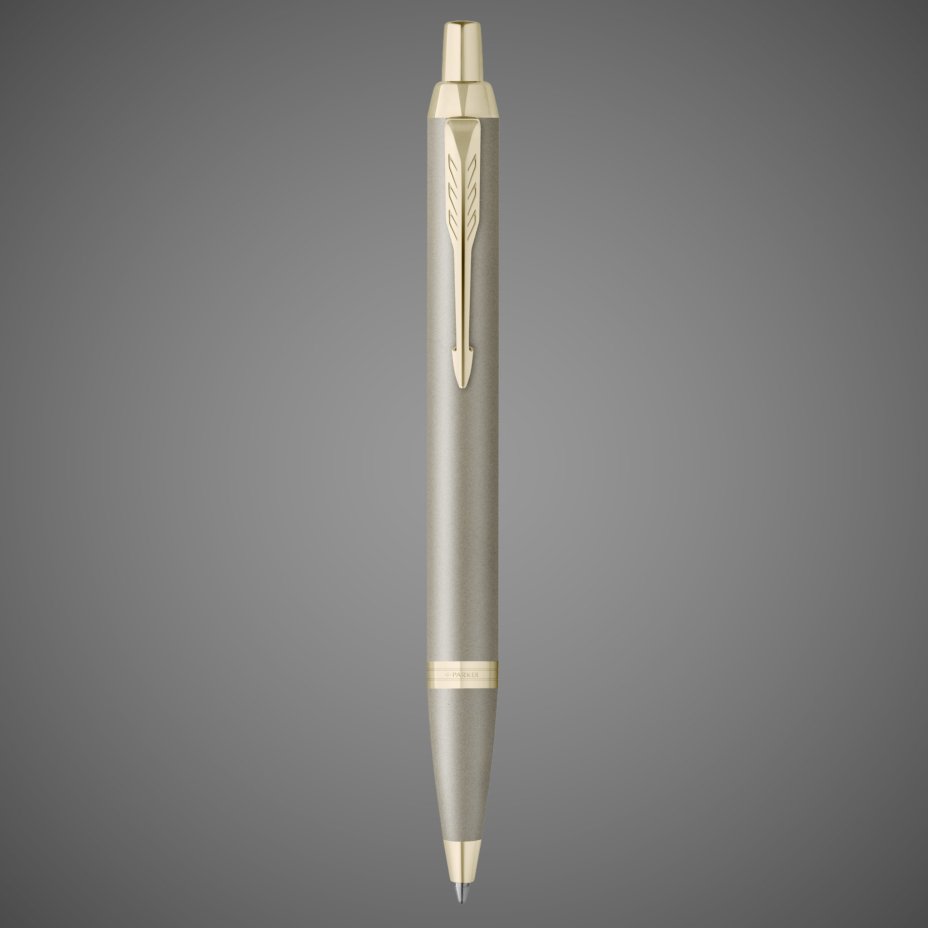 Ручка шариковая Parker Parker "IM Sandstone Champagne PVD Trim" синяя, 1,0мм, подарочная упаковка, Лаки и смолы: лак, латунь